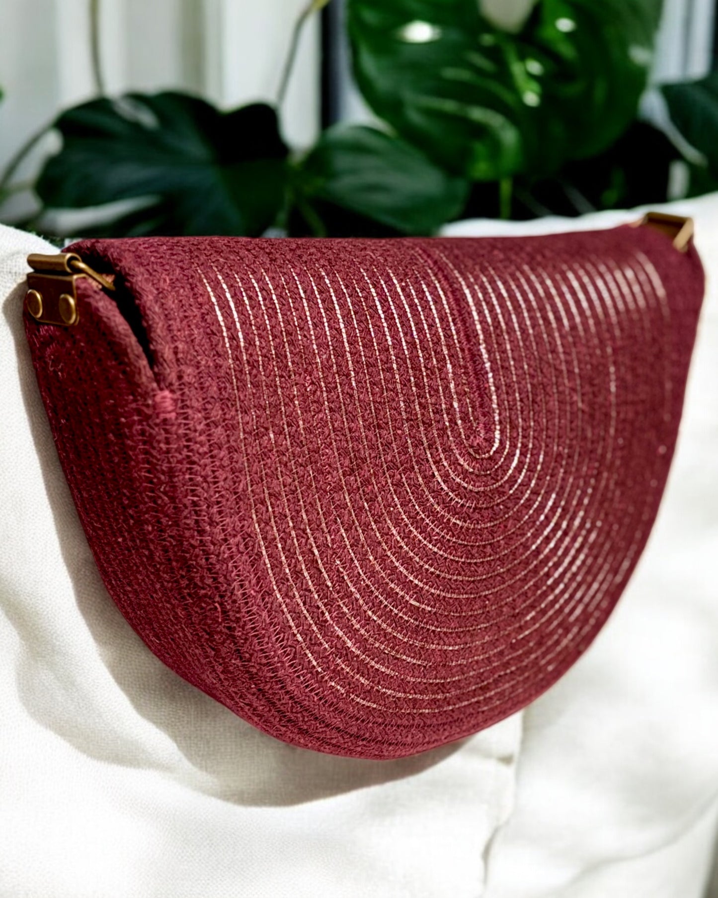 Burgundy Mahina Crossbody Messenger Bag - Silvery Black Accents Handmade, & Eco-Friendly (In-Stock)