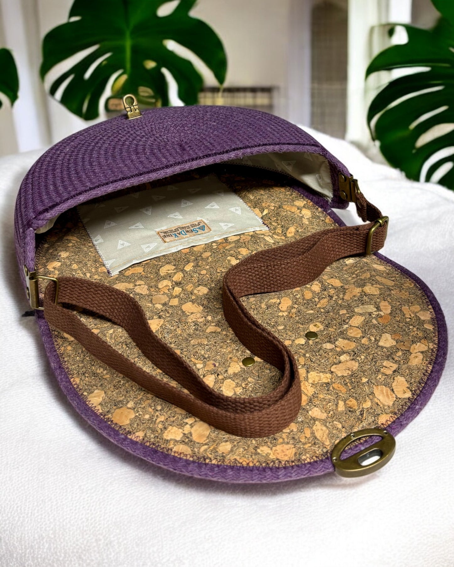 Amethyst Mahina Crossbody Messenger Bag - Metallic Multicolored Accents, Handmade, & Eco-Friendly (In-Stock)