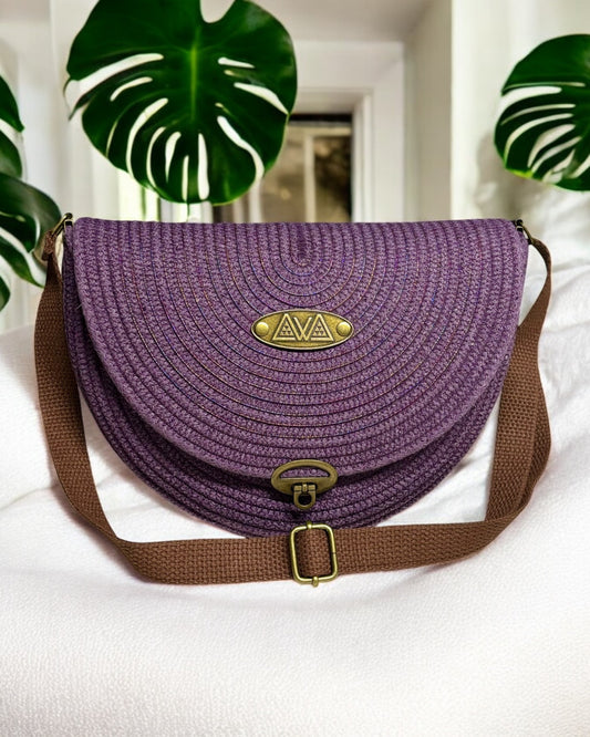 Amethyst Mahina Crossbody Messenger Bag - Metallic Multicolored Accents, Handmade, & Eco-Friendly (In-Stock)