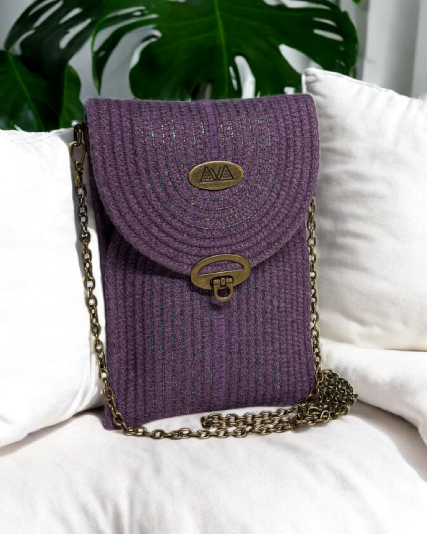 Amethyst Eke Crossbody Bag - Multicolored Metallic Accents, Handmade, & Eco-Friendly (In-Stock)