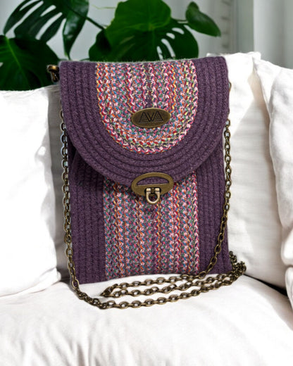 Amethyst Eke Crossbody Bag - Multicolored Woven accents, Handmade, & Eco-Friendly (In-Stock)