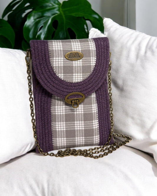 Amethyst Eke Crossbody Bag - Grey Palaka Accents, Handmade, & Eco-Friendly (In-Stock)