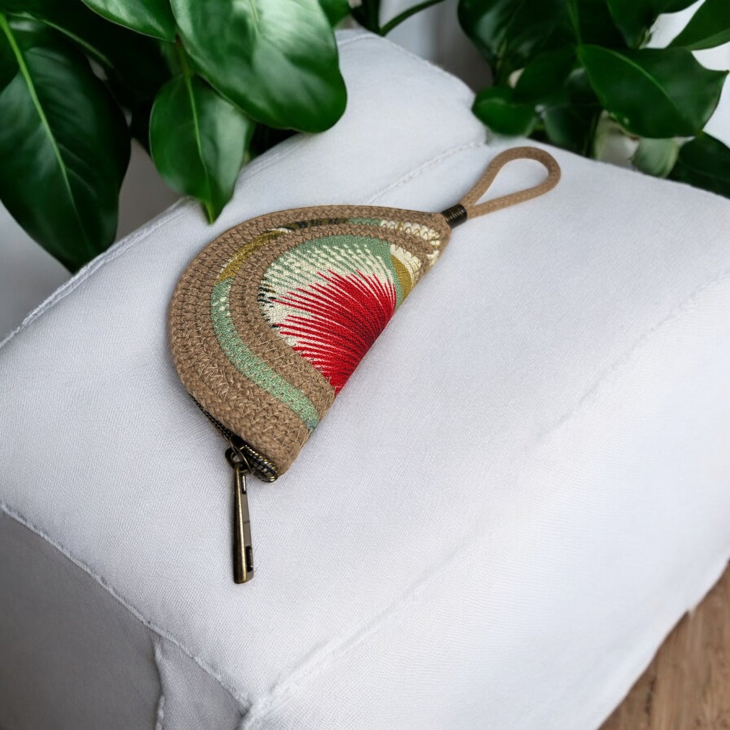 Sandstone SDK Coin Purse with Sage Ōhiʻa Flower Accents – Stylish & Sustainable (In-Stock)