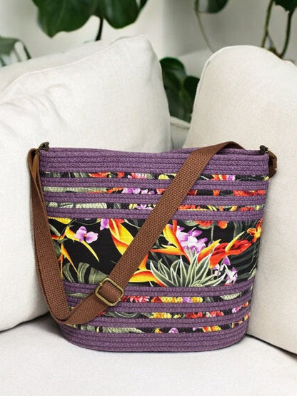 Amethyst Pakeke Crossbody Bucket Bag – Ginger Flower Accents, Handmade & Eco-Friendly (In-Stock) (Copy)