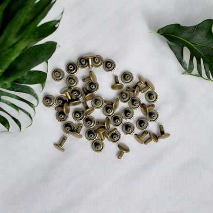 Double Capped Rivets (Set of 100) – Antique Brass Finish